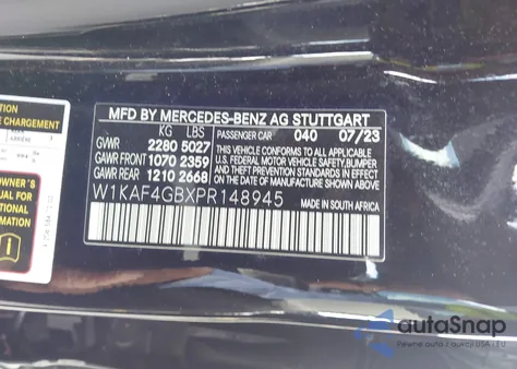 2023 Mercedes-Benz C 300 Sedan из США, поврежденный, VIN W1KAF4GBXPR148945